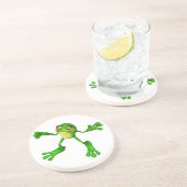 Cute Green Froggy Zandsteen Onderzetter (Zijkant)