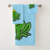 Cute Green Frogs Design Bath Towel Set Bad Handdoek (Insitu)