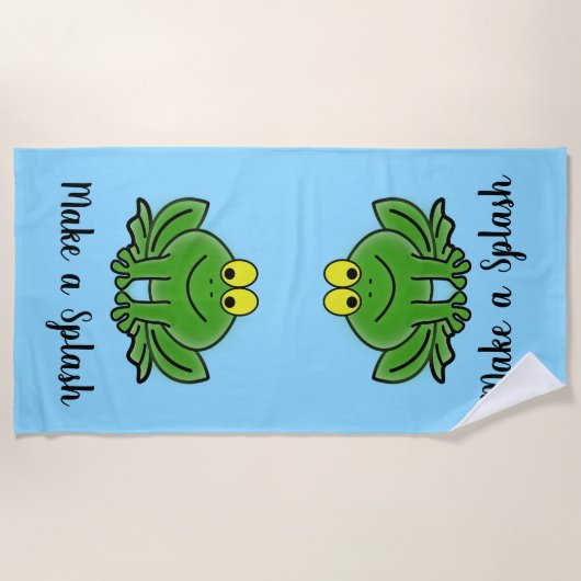 Cute Green Frogs Design Strandlaken (Voorkant)