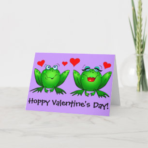 Cute Green Frogs Happy Funny Valentijnsdag Feestdagen Kaart