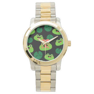 Cute Green Frogs Horloge
