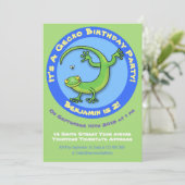 Cute green gecko cartoon kaart (Staand voorkant)