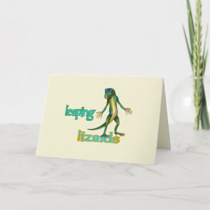 Cute Green Gecko Leaping Lizards Typography Kaart