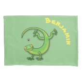 Cute green gecko lizard cartoon kussensloop (Voorkant)
