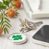 Cute green geluk 4 verlaat hartklaver shamrock sleutelhanger (Zijkant)