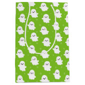 Cute Green Ghost Patroon – Halloween Design Medium Cadeauzakje (Voorkant)