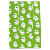 Cute Green Ghost Patroon – Halloween Design Medium Cadeauzakje (Achterkant)