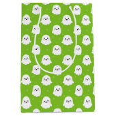 Cute Green Ghost Patroon – Halloween Design Medium Cadeauzakje (Voorkant)