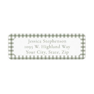 Cute Green Gingham Cottagecore Return Address  Etiket