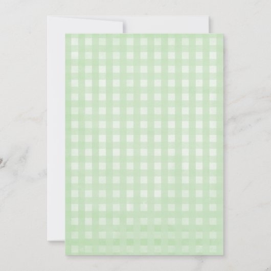 Cute Green Gingham met Bow Baby shower Kaart (Achterkant)