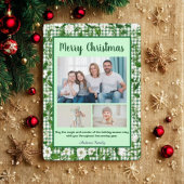 Cute Green Gingham Plaid 3 Photo Christmas  Feestdagenkaart