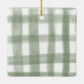 Cute Green Gingham Pset Aangepaste kerstfoto Keramisch Ornament (Achterkant)