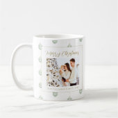 Cute Green Gingham Pset Aangepaste kerstfoto Koffiemok (Links)