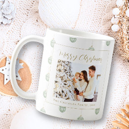 Cute Green Gingham Pset Aangepaste kerstfoto Koffiemok