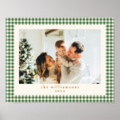 Cute Green Gingham Pset Aangepaste kerstfoto Poster (Voorkant)