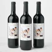 Cute Green Gingham Pset Aangepaste kerstfoto Wijn Etiket (Flessen)