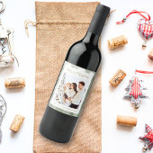 Cute Green Gingham Pset Aangepaste kerstfoto Wijn Etiket