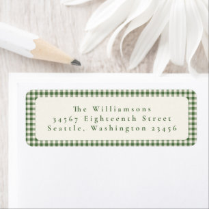 Cute Green Gingham Pset Custom Return-adres Etiket