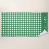 Cute  Green Gingham Pset Personalized Strandlaken (Voorkant)