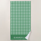Cute  Green Gingham Pset Personalized Strandlaken (Voorkant)