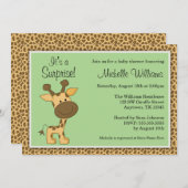 Cute Green Giraffe Gender Neutral Baby shower Kaart (Voorkant / Achterkant)