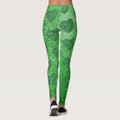 Cute Green Glitter St Patricks Day Shamrock Hearts Leggings (Achterkant)