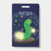 Cute green glow-cartoon illustratie badge (Achterkant)