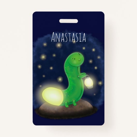 Cute green glow-cartoon illustratie badge (Voorkant)