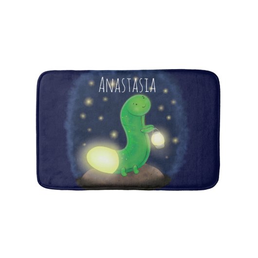 Cute green glow-cartoon illustratie badmat (Voorkant)