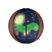 Cute green glow-cartoon illustratie basketbal (Verticaal)