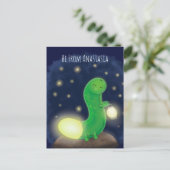 Cute green glow-cartoon illustratie briefkaart (Staand voorkant)