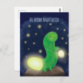 Cute green glow-cartoon illustratie briefkaart (Voorkant / Achterkant)