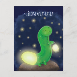 Cute green glow-cartoon illustratie briefkaart