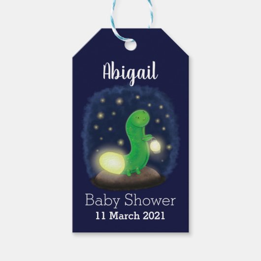 Cute green glow-cartoon illustratie cadeaulabel (Voorkant)