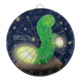 Cute green glow-cartoon illustratie dartbord (Voorkant)