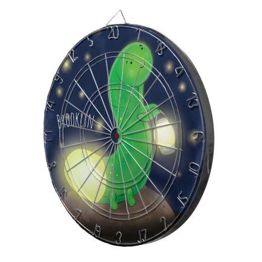 Cute green glow-cartoon illustratie dartbord (Voorkant Rechts)