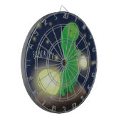Cute green glow-cartoon illustratie dartbord (Voorkant Links)