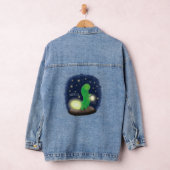 Cute green glow-cartoon illustratie denim jacket (Hangar)