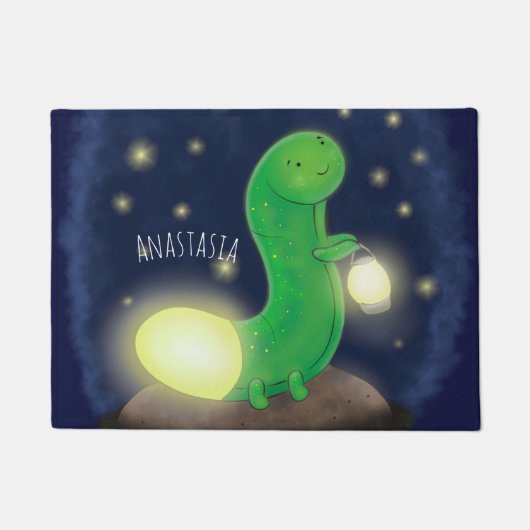 Cute green glow-cartoon illustratie deurmat (Voorkant)