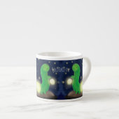 Cute green glow-cartoon illustratie espresso kop (Voorkant rechts)