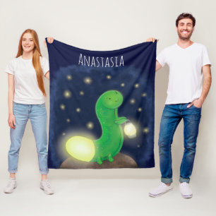 Cute green glow-cartoon illustratie fleece deken
