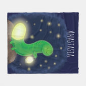 Cute green glow-cartoon illustratie fleece deken (Voorkant (Horizontaal))