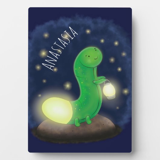 Cute green glow-cartoon illustratie fotoplaat (voorkant)