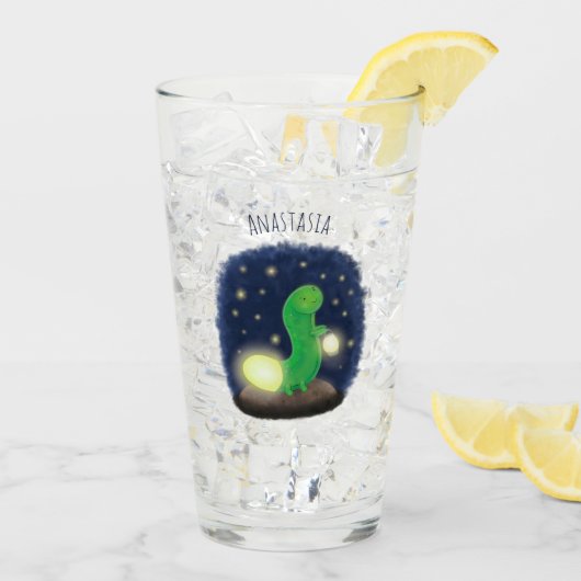 Cute green glow-cartoon illustratie glas (Achterkant ijs)