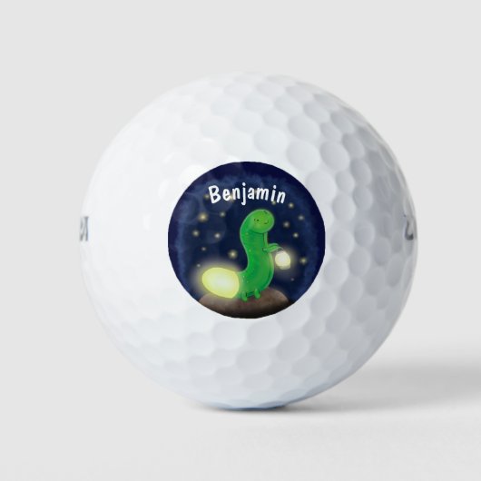 Cute green glow-cartoon illustratie golfballen (Voorkant)