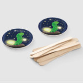 Cute green glow-cartoon illustratie handwaaier (Niet-gemonteerd)