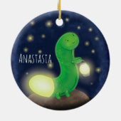Cute green glow-cartoon illustratie keramisch ornament (Achterkant)