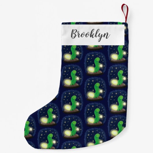 Cute green glow-cartoon illustratie kleine kerstsok (Achterkant)