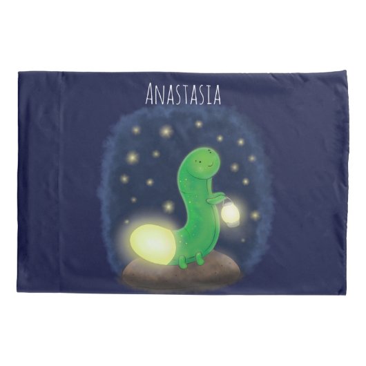 Cute green glow-cartoon illustratie kussensloop (Achterkant)