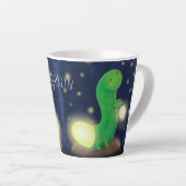 Cute green glow-cartoon illustratie latte mok (Rechterhoek)